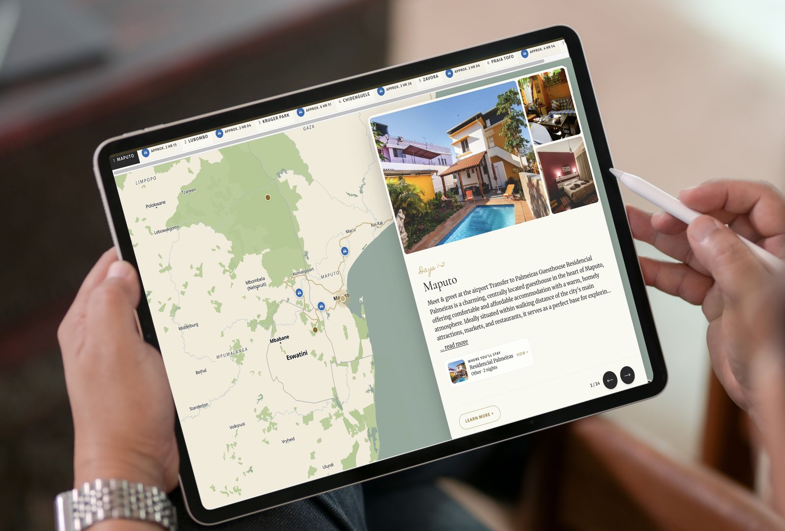 Travel2Mozambique dynamic itinerary page — SEO-optimised tour content