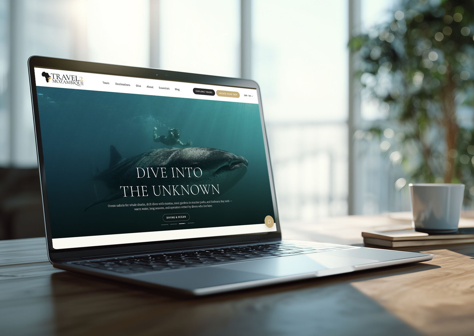 Luxury hospitality website on a laptop
